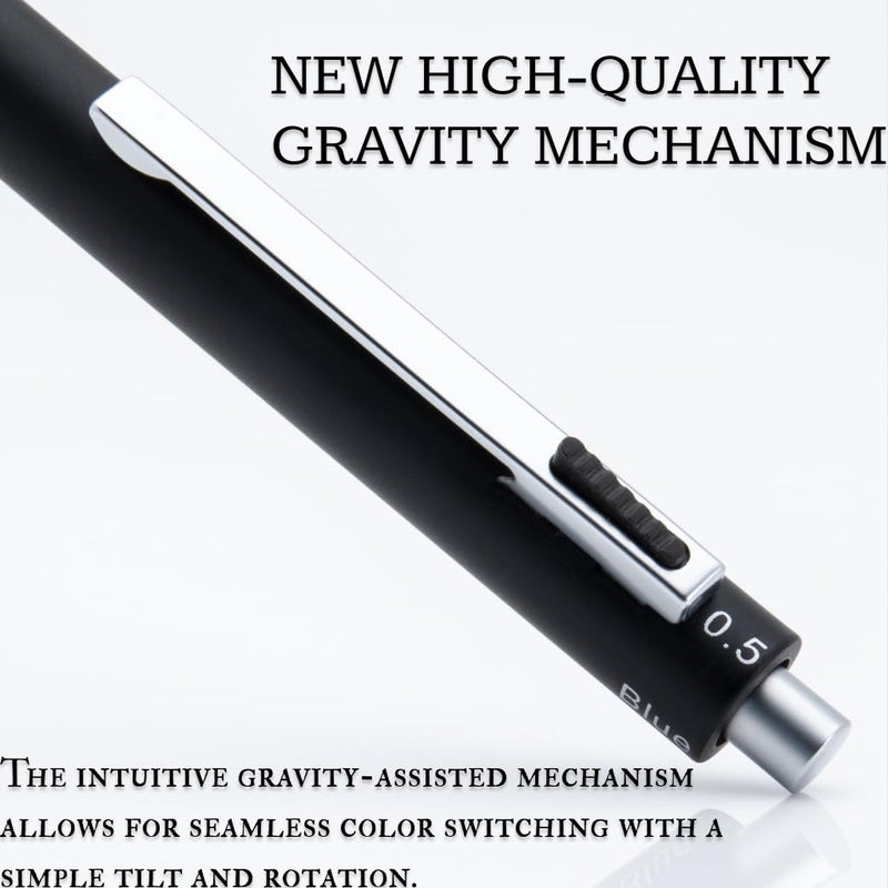 Monteverde USA Quadro 4-in-1 Multifunction Pen - Black Finish - Three Ballpoint Colors & Mechanical Pencil - Durable Brass Barrel with Knurled Grip - Portable & Refillable - Image 3
